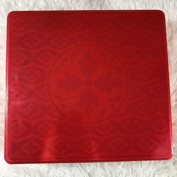 Gold Metal Cage Ornament & Red Medallion Square Tin Set - Picture 7 of 13